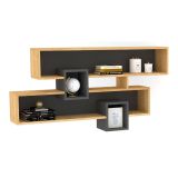 Mensola Marrone Rovere Nero Antracite 4 Ripiani Colore Struttura Nero 120x22x72h cm, Sfumatura Colore Struttura Rovere - Zerfaliu