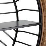 Mensola Marrone Rovere Nero un Ripiano Cornice in Rattan Intrecciato 73x18x65h cm, Sfumatura Colore Struttura Rovere - Homer
