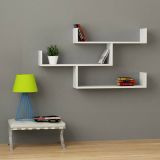Mensola Nebulon, Scaffale, Ripiano a muro, Scaffalatura multiuso, 119x23h67 cm, Bianco