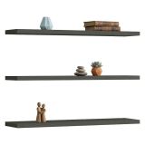 Mensola Nero Antracite 3 Ripiani set da 3 60x15x2h cm, Sfumatura Colore Struttura Antracite - Meina