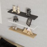Mensola Nero Antracite Marrone Rovere 3 Ripiani set da 3 60x15x2h cm, Colore Struttura Marrone - Meina