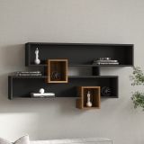 Mensola Nero Antracite Marrone Rovere 4 Ripiani Colore Struttura Marrone 120x22x75h cm, Sfumatura Colore Struttura Antracite - Roddino