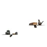 Mensola Nero Marrone 2 Ripiani Colore Struttura Marrone 21x15x6h cm, - Sarego