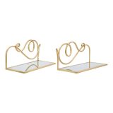 Mensola oro Trasparente 2 Ripiani Materiale Struttura in Vetro 42x18x21h cm, Colore Struttura Trasparente - Telavi
