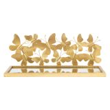 Mensola oro Trasparente un Ripiano Dettaglio con Farfalle 43x19x17h cm, Materiale Struttura in Vetro - Iqalui