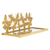 Mensola oro Trasparente un Ripiano Dettaglio con Farfalle 43x19x17h cm, Materiale Struttura in Vetro - Iqalui