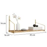 Mensola parete 16x45cm oro e marrone - Sepat