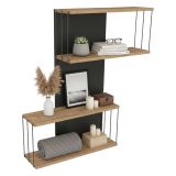 Mensola parete 19x65cm antracite e rovere - Gerolama
