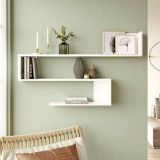 Mensola Phad, Scaffale, Ripiano a muro, Scaffalatura multiuso, 120x15 h71 cm, Bianco
