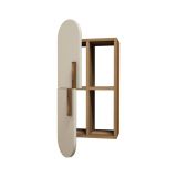 Mensola Praesepe, Scaffale, Ripiano a muro, Scaffalatura multiuso, 35x22 h60 cm, Noce e Crema