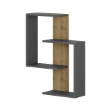 Mensola Seren, Scaffale, Ripiano a muro, Scaffalatura multiuso, 64x22h85 cm, Antracite e Rovere