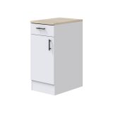 Mobile 1 anta con cassetto Casnigo, Mobile contenitore misto, Base cucina con anta e cassetto, Modulo multiuso, 40x60 h90 cm, Bianco e Rovere