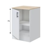 Mobile 1 anta Fombio, Armadietto verticale, Modulo contenitore, Base cucina compatta, 60x60 h90 cm, Bianco e Rovere