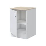 Mobile 1 anta Fombio, Armadietto verticale, Modulo contenitore, Base cucina compatta, 60x60 h90 cm, Bianco e Rovere
