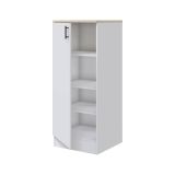 Mobile alto 1 anta Pianengo, Colonna cucina, Modulo dispensa verticale, Mobile verticale compatto, 60x60 h148 cm, Bianco e Rovere