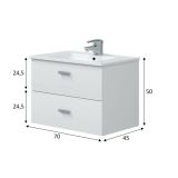 Mobile bagno 2 cassetti 70x45x50h cm bianco lucido - Tico