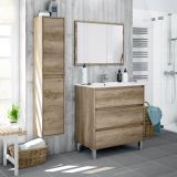 Mobile bagno 3 cassetti 80x86x45h cm quercia - Albachiara