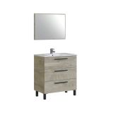 Mobile bagno antigraffio 3 cassetti 80x86x45h cm quercia - Elleboro