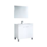 Mobile bagno classico con specchio 2 ante 80x80x45h cm bianco - Alakin