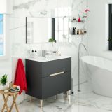 Mobile bagno con specchio 80x45x80h cm antracite e rovere - Avona