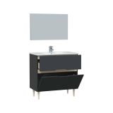 Mobile bagno con specchio 80x45x80h cm antracite e rovere - Avona