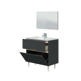 Mobile bagno con specchio 80x45x80h cm antracite e rovere - Avona