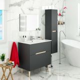 Mobile bagno con specchio 80x45x80h cm antracite e rovere - Avona