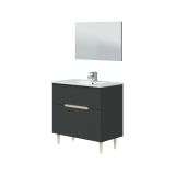 Mobile bagno con specchio 80x45x80h cm antracite e rovere - Avona