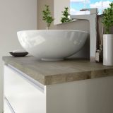 Mobile bagno moderno 1 cassetto 78x80x46h cm bianco lucido e rovere - Furie