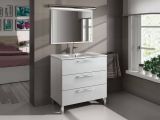 Mobile bagno moderno 3 cassetti 80x86x45h cm bianco lucido - Elleboro