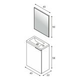 Mobile bagno sospeso con specchio 40x58x22h cm bianco lucido - Akamaru