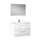 Mobile bagno sospeso con specchio 80x57x45h cm bianco lucido - Albino