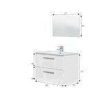 Mobile bagno sospeso con specchio 80x57x45h cm bianco lucido - Albino