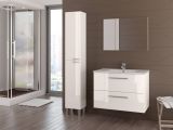 Mobile bagno sospeso con specchio 80x57x45h cm bianco lucido - Albino