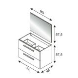Mobile bagno sospeso con specchio 80x57x45h cm cemento - Albino