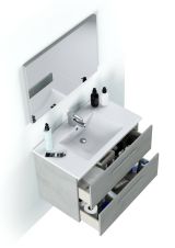 Mobile bagno sospeso con specchio 80x57x45h cm cemento - Albino