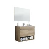 Mobile bagno sospeso con specchio 80x64x45h cm quercia - Enio