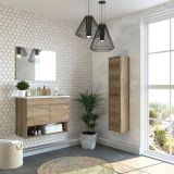 Mobile bagno sospeso con specchio 80x64x45h cm quercia - Enio