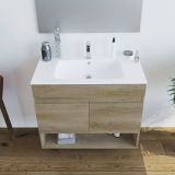 Mobile bagno sospeso con specchio 80x64x45h cm quercia - Enio