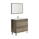 Mobile bagno sospeso con specchio 80x80x45h cm quercia - Alis