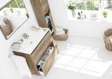 Mobile bagno sospeso con specchio 80x80x45h cm quercia - Alis