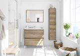 Mobile bagno sospeso con specchio 80x80x45h cm quercia - Alis