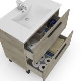 Mobile bagno sospeso con specchio 80x80x45h cm rovere - Abissalino