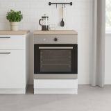 Mobile Base per Forno da Incasso 60x60x90h cm Bianco e Rovere con Piano di Lavoro 22mm e Piedini Regolabili – Lunea