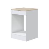 Mobile Base per Forno da Incasso 60x60x90h cm Bianco e Rovere con Piano di Lavoro 22mm e Piedini Regolabili – Lunea