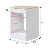 Mobile Base per Forno da Incasso 60x60x90h cm Bianco e Rovere con Piano di Lavoro 22mm e Piedini Regolabili – Lunea