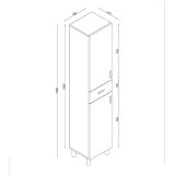 Mobile colonna Arkab, Pensile bagno o cucina, Armadio alto multifunzione, Mobiletto multiuso, 35x31 h179 cm, Bianco