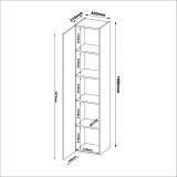 Mobile Colonna Beige 4 Ripiani Un'anta 35x32x168h cm, Supporta Fino a 3 kg per Ripiano - Chiari