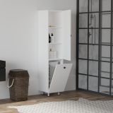Mobile Colonna Bianco 2 Ripiani 2 Ante 35x32x155h cm, Portabiancheria - Cropani