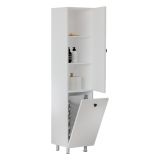 Mobile Colonna Bianco 2 Ripiani 2 Ante 35x32x155h cm, Portabiancheria - Cropani